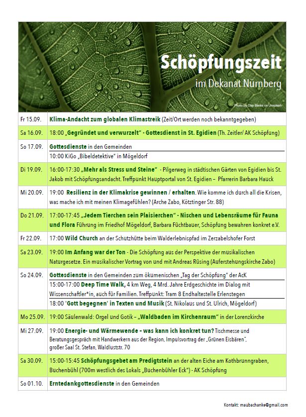Schöpfungszeit im Dekanat Nürnberg 2023