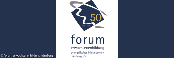 Jubiläumeslogo 50 Jahre forum erwachsenenbildung nürnberg
